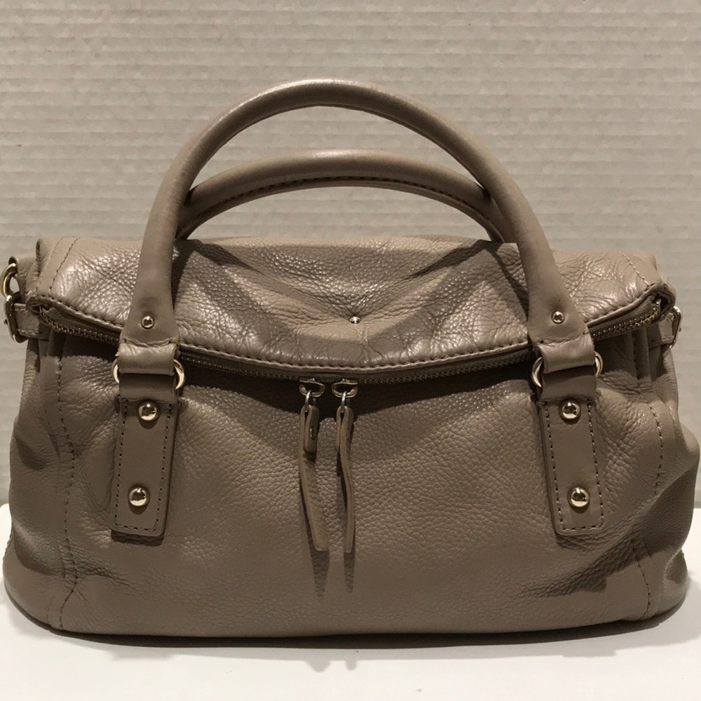 KATE SPADE Greyish Tan Pebbled Leather Satchel